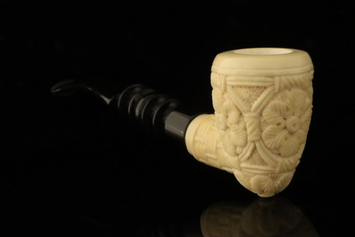 srv Premium - Carved Tomahawk Block Meerschaum Pipe with fitted case M4871