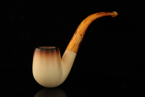srv - Bent Billiard Block Meerschaum Pipe with fitted case M4892