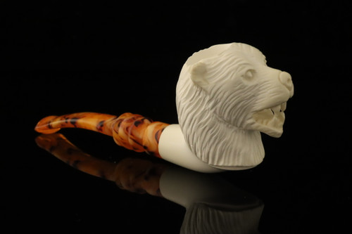 srv - Roaring Bear Block Meerschaum Pipe with fitted case M4898