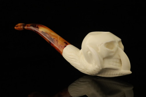 Skull in Claw Block Meerschaum Pipe with pouch M4917