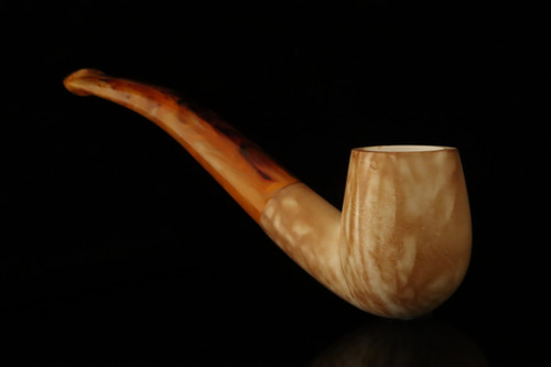 Bent Billiard Block Meerschaum Pipe with pouch M4926