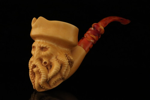 srv - Pirate of Caribbean Block Meerschaum Pipe with fitted case M4942