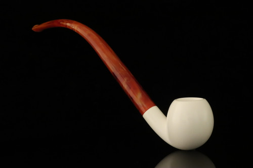 srv - Apple Churchwarden Block Meerschaum Pipe with fitted case M4943