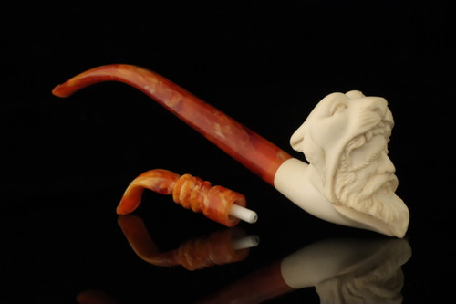 srv - Hercules Churchwarden Dual Stem Meerschaum Pipe with case M4946