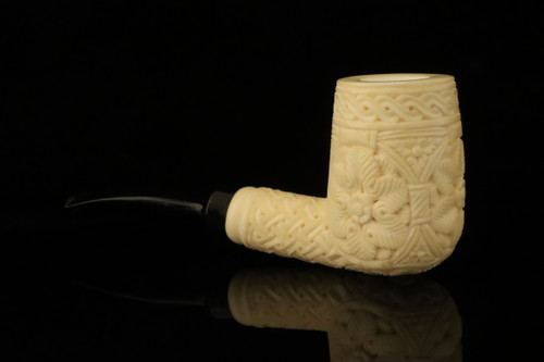 srv Premium - Carved Billiard Block Meerschaum Pipe with fitted case M4964