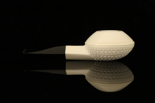 srv Premium - Lattice Bulldog 9mm. Filter Block Meerschaum Pipe with fitted case M4965