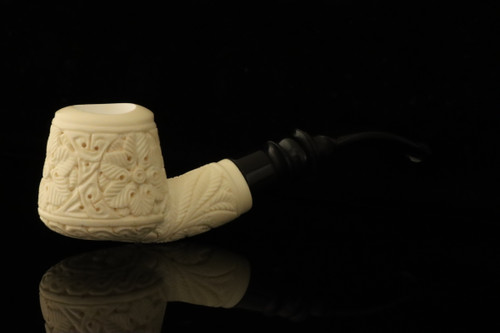 srv Premium - Carved Diplomat Block Meerschaum Pipe with fitted case M4966