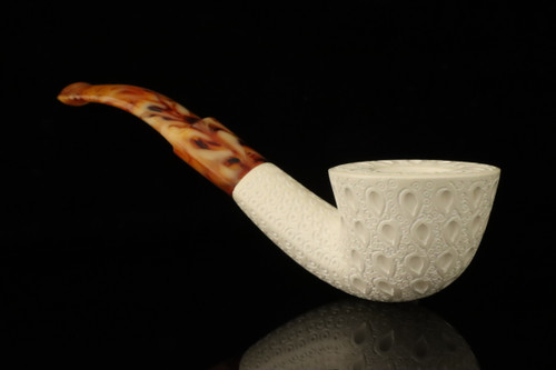 Bent Lattice Dublin Block Meerschaum Pipe with fitted case M4968