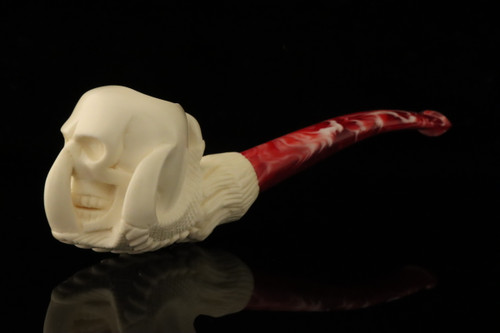 srv - Skull in Claw Block Meerschaum Pipe with fitted case M4970