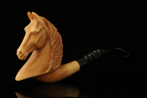 srv - Horse Block Meerschaum Pipe by Kenan with fitted case M4996