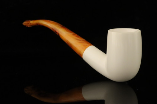 Bent Billiard Block Meerschaum Pipe with pouch M5012