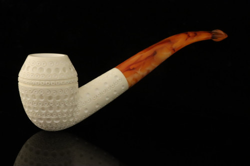 srv - Deep Lattice Rhodesian Block Meerschaum Pipe with fitted case M5034