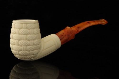 srv - Basket Wave Block Meerschaum Pipe with fitted case M5038