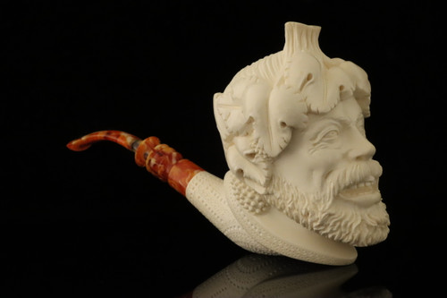 srv - Autograph Series Jumbo Laughing Bacchus Block Meerschaum Pipe with fitted case M5051