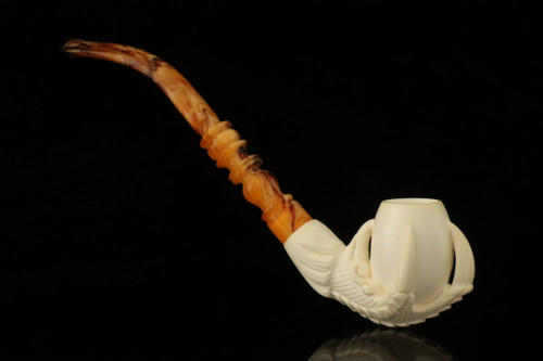srv - Eagle's Claw Churchwarden Block Meerschaum Pipe with fitted case M5054