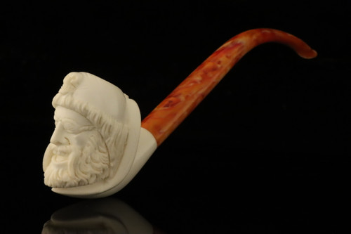 srv - Pirate Churchwarden Block Meerschaum Pipe with fitted case M5081