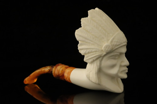 srv - Big Chief Block Meerschaum Pipe with fitted case M5085
