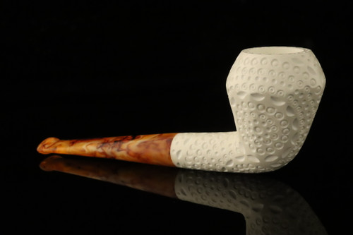 srv - Designer's Lattice OctagonStraight Block Meerschaum Pipe with fitted case M5088