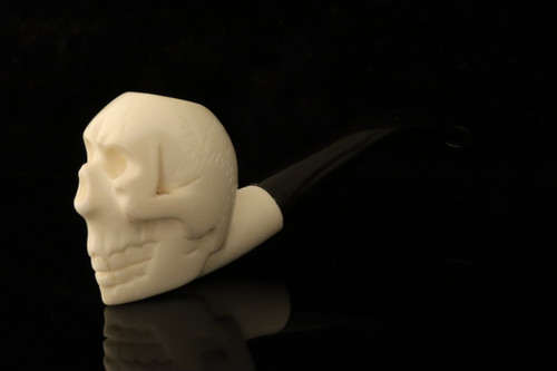 Skull Block Meerschaum Pipe with fitted case M5113