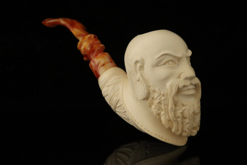 srv - Chinese Wise Block Meerschaum Pipe by I. Baglan with fitted case M5126