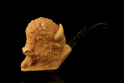 srv - Yellow Stone Bison Block Meerschaum Pipe by Kenan with fitted case M5147