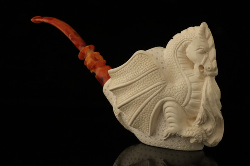 srv - Self Sitter Giant Dragon Block Meerschaum Pipe with fitted case M5153