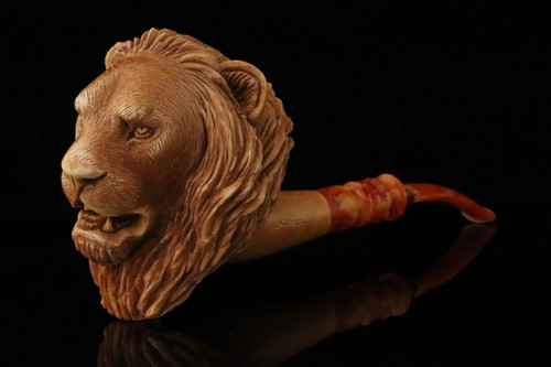 srv - Lion Block Meerschaum Pipe by Kenan with fitted case M5154