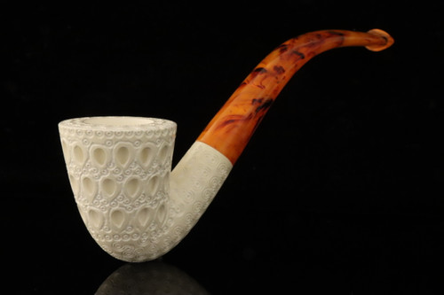 srv - Lattice Dublin Block Meerschaum Pipe with fitted case M5163