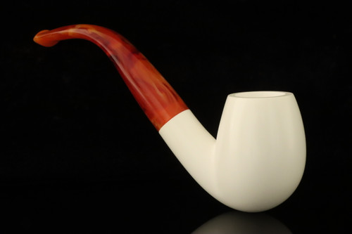 srv - Bent Billiard Block Meerschaum Pipe with fitted case M5209