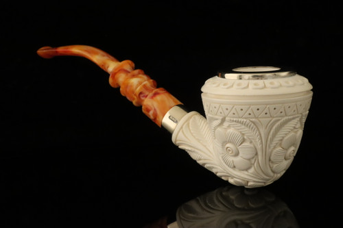 srv - Jumbo Carved Dublin Block Meerschaum Pipe with fitted case M5216