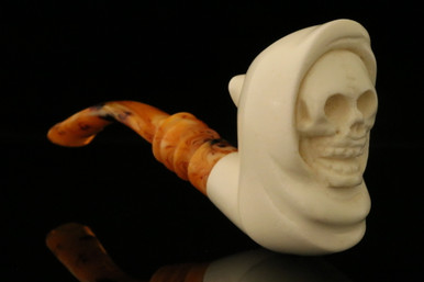 Grim Reaper Block Meerschaum Pipe with custom case M1497
