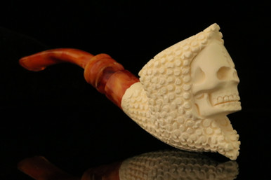 Grim Reaper Block Meerschaum Pipe with custom case M1420