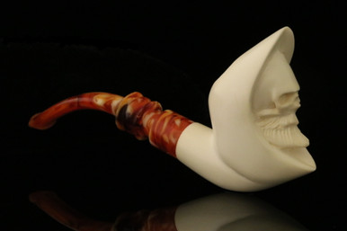 srv - Grim Reaper Block Meerschaum Pipe with custom case