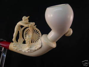 Old Biker Meerschaum Pipe Made by Master Carver S. Yanik