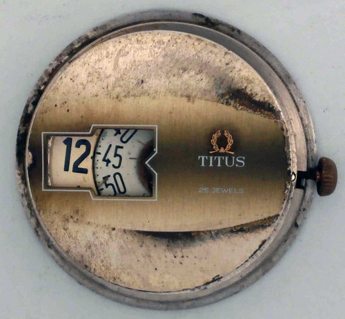 VTG TITUS JUMP HOUR Movt, Dial & Back Case. Cal: 1560. For Parts