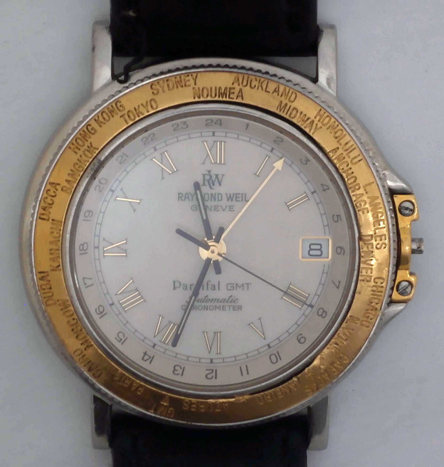 RAYMOND WEIL PARSIFAL GMT Gold & Steel Watch. Ref: 2989. ETA2893-2. For Service