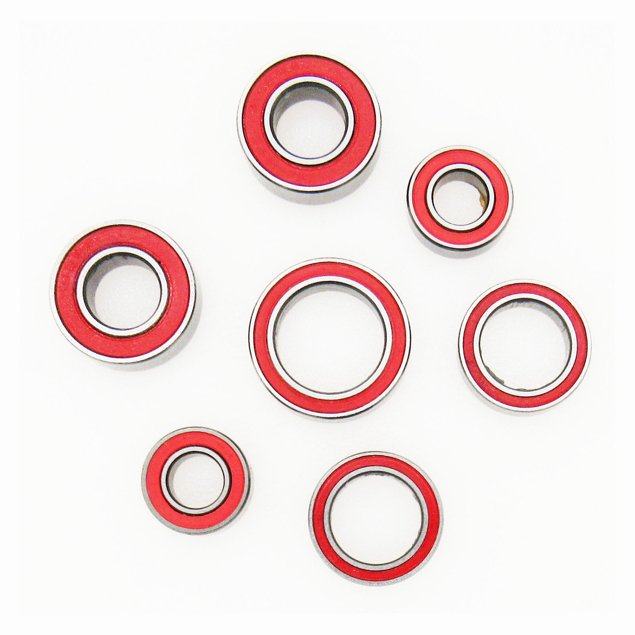 TRB RC Ceramic Front & Rear Diff Bearing Set Red (7) for Traxxas 4x4 Slash Rustler