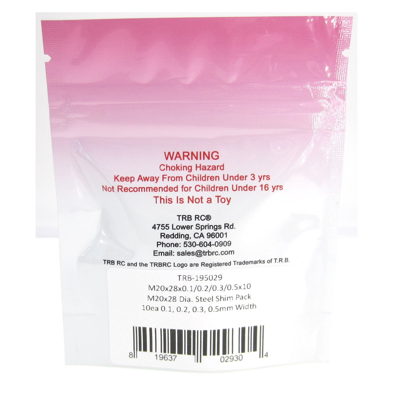 RC Shim Pack TRB RC M6x8mm Steel Shim Pack – 10 Pieces, 0.1, 0.2