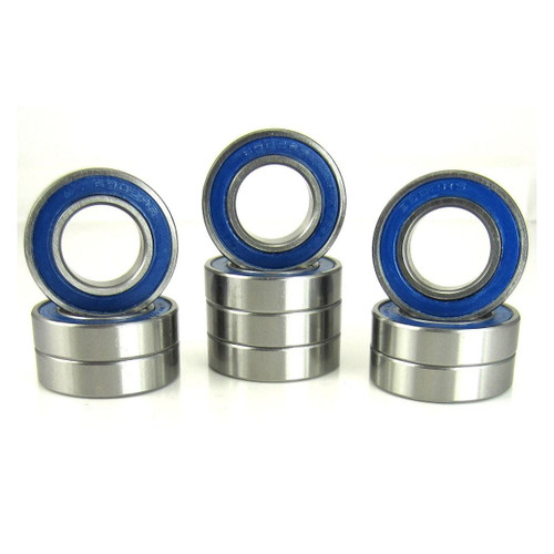 TRB RC 15x28x7mm Precision Ball Bearings ABEC 3 BLU Rubber Seals (10)