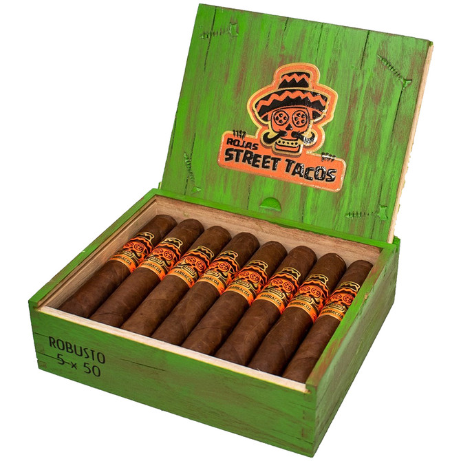 Rojas Street Tacos Barbacoa Robusto in Mardo Cigars Box