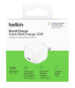 Belkin BoostCharge 20W Cubic Wall Charger, USB-C Power Delivery Fast Charging, White,