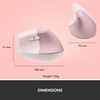 Logitech Lift Vertical Ergonomic Mouse, Rose - Wireless Optical Mouse,