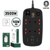 Green Lion 4 AC 2 USB & 2 USB-C PD 40W Multiport Smart Power Socket 3500W 3M Black