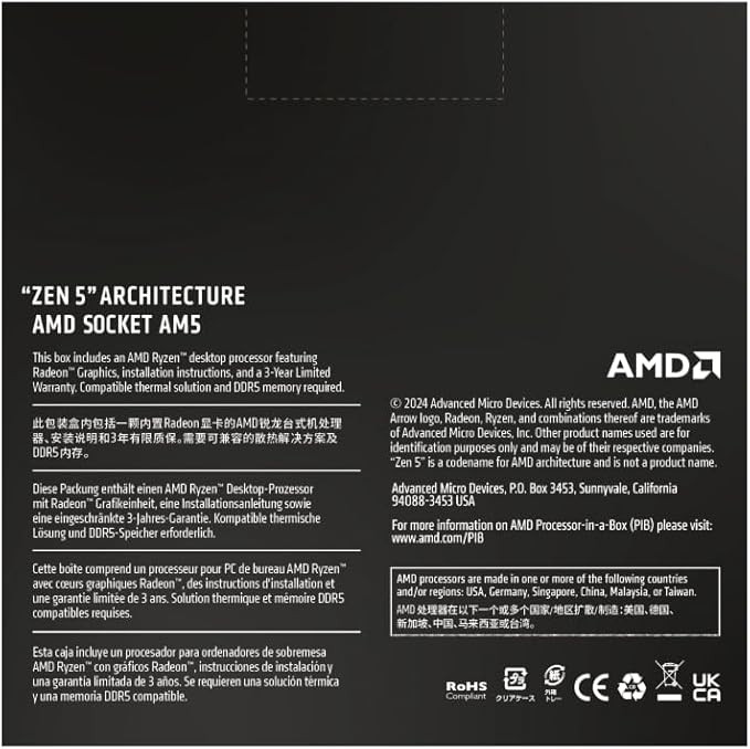 AMD Ryzen™ 7 9700X 8Core, 16Thread Unlocked Desktop Processor