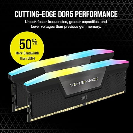 CORSAIR VENGEANCE RGB DDR5 RAM 16GB 6400MHz CL364848104 1.35V Intel