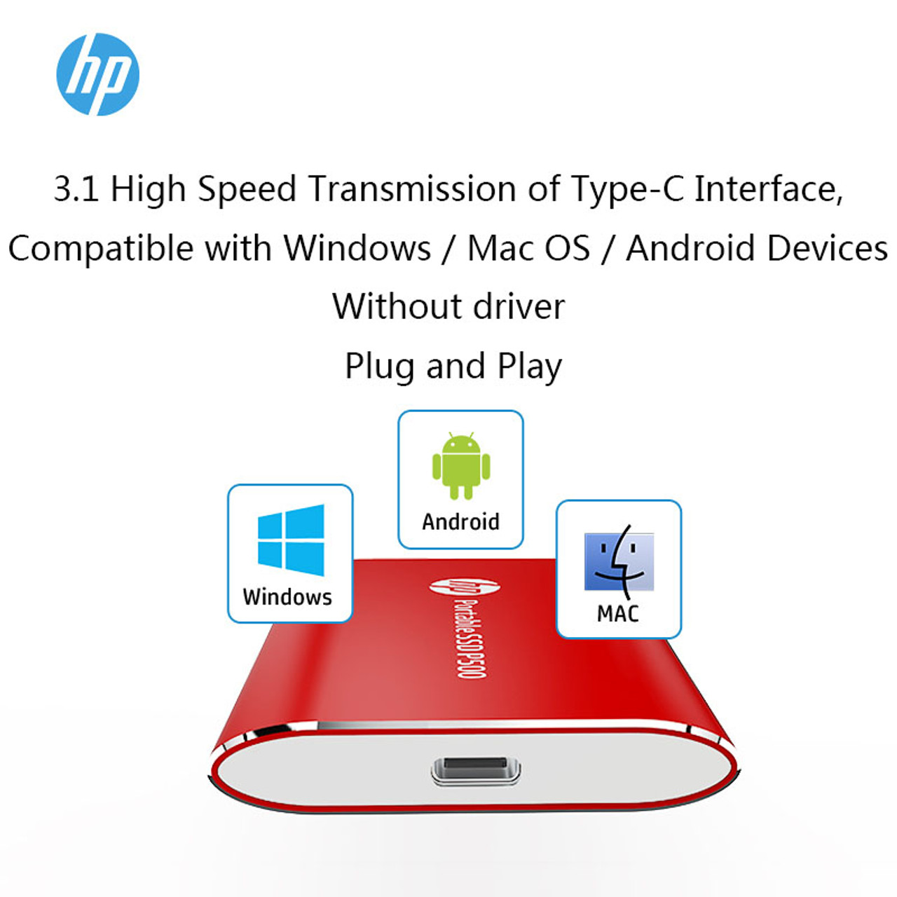 HP P500 Sleek Rugged Portable USB Type-C External SSD Solid State Drive  250gb FAST CLICK ONLINE