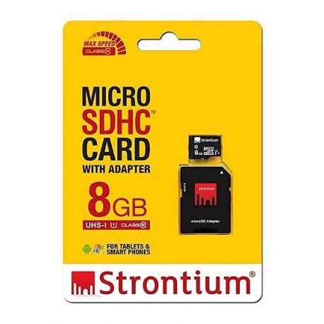 Strontium 8GB MicroSD Retail CL10 UHS-1 (w/adaptor) FAST CLICK