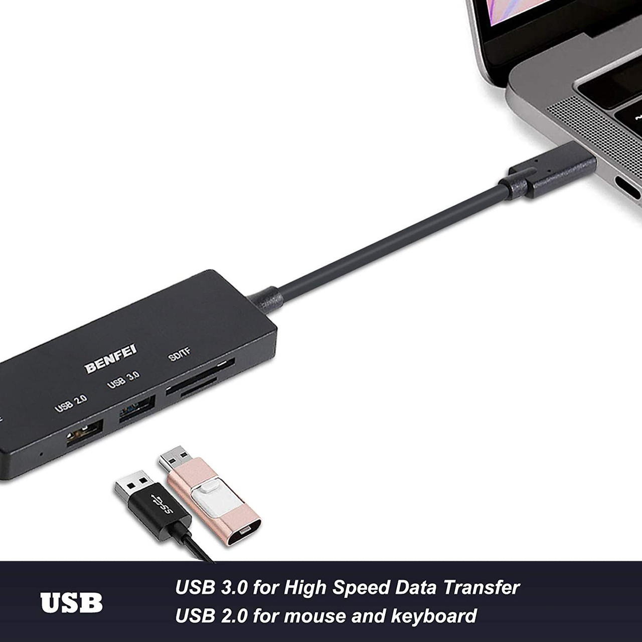 Benfei USB Type-C Hub 2 Port USB-C to USB