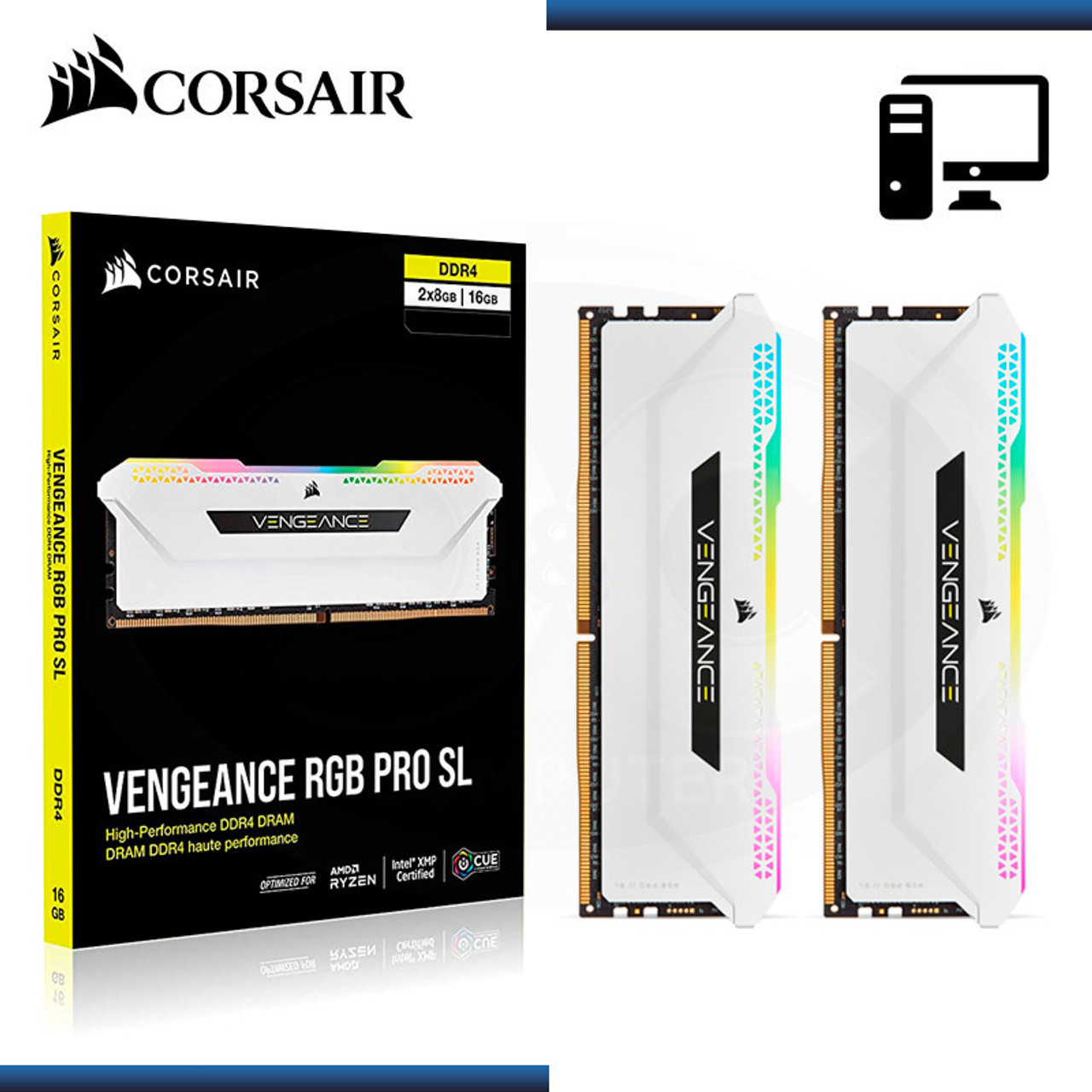 Corsair VENGEANCE RGB PRO SL 16GB (2x8GB) DDR4 3200 (PC4-25600) C16 Desktop  Memory – Svart : : Elektronik