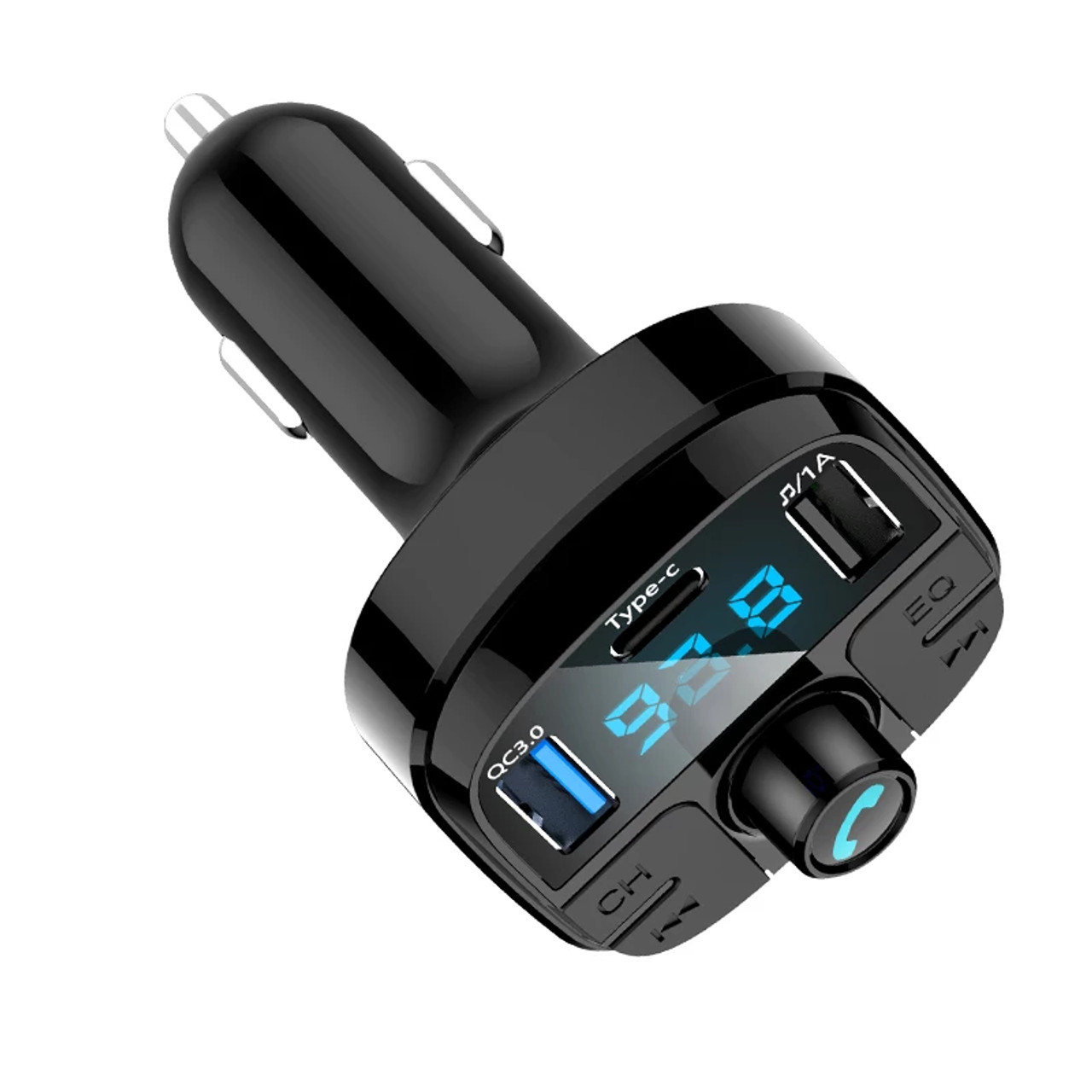 Bluetooth Fm Transmitter With Dual Mic, [one Key To Turn Off Fm] Handsfree  Wireless Car Kit With 3 Usb Ports (pd18w & Qc3.0), 9 Colors Led Backlit, Su